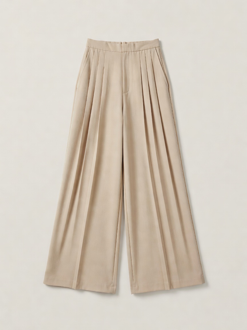 Pleated Wide-Leg Trouser
